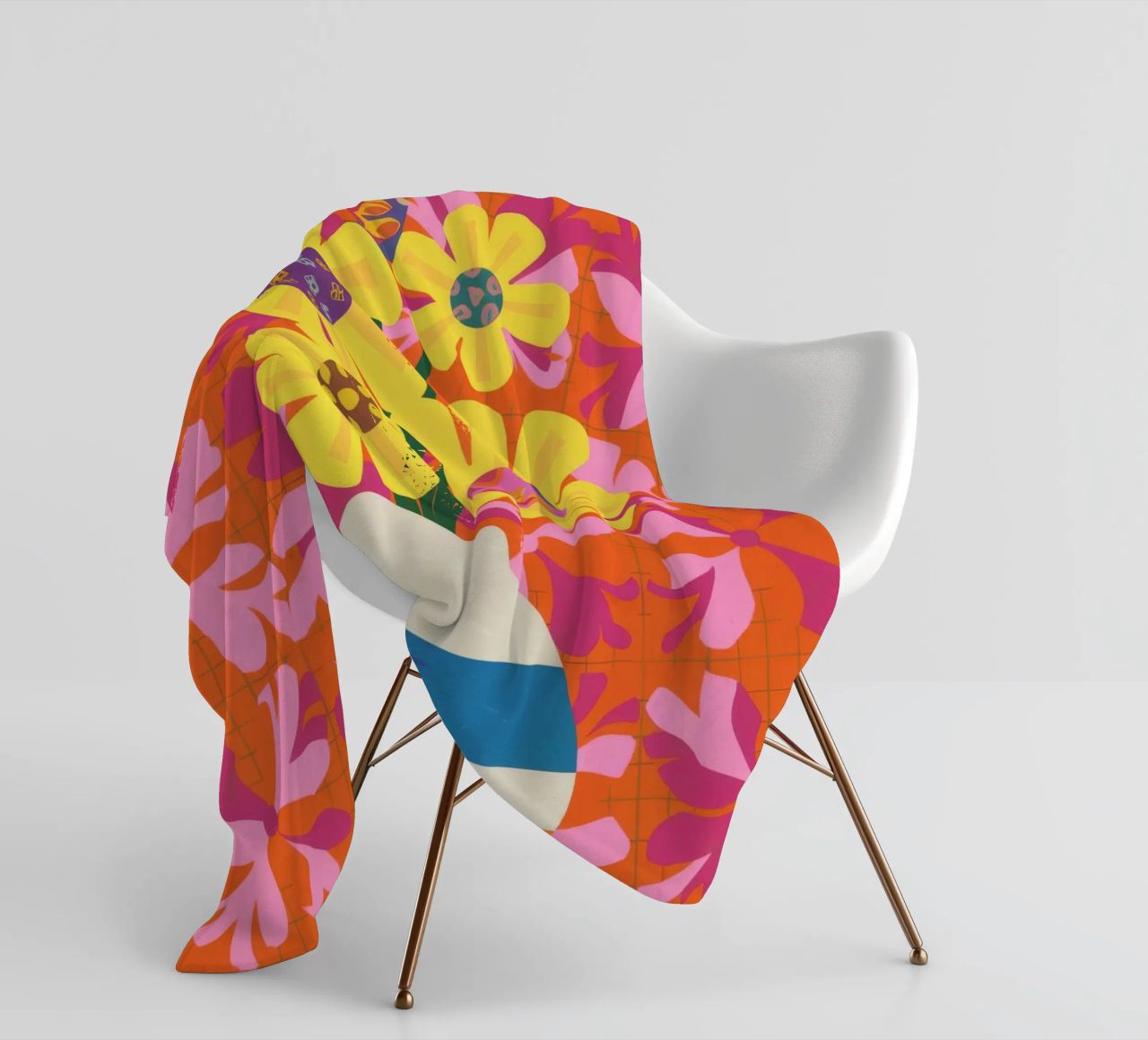 Patchwork floreale cromatico coperta in pile da Terra Tone