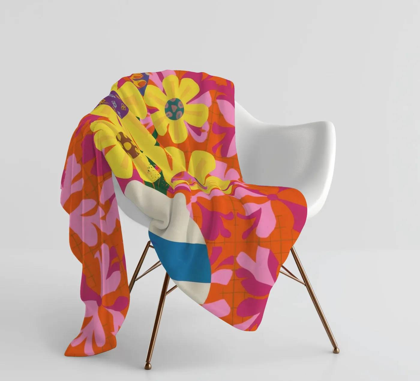 Patchwork floreale cromatico coperta in pile da Terra Tone