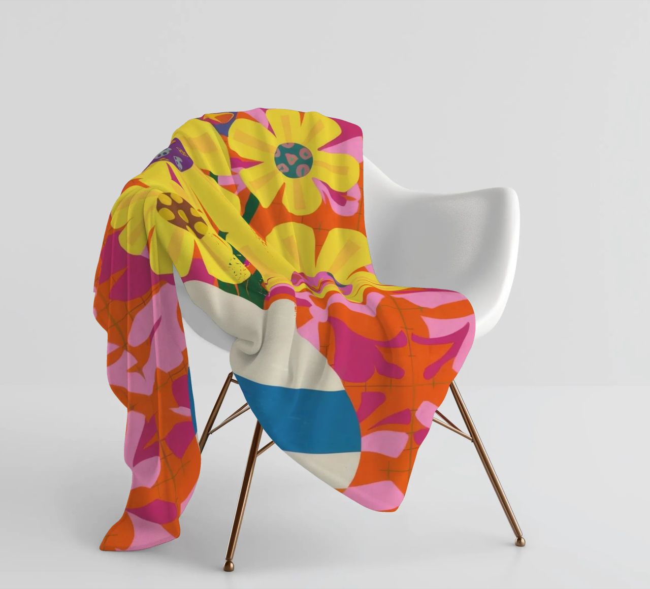 Patchwork floreale cromatico coperta in pile da Terra Tone