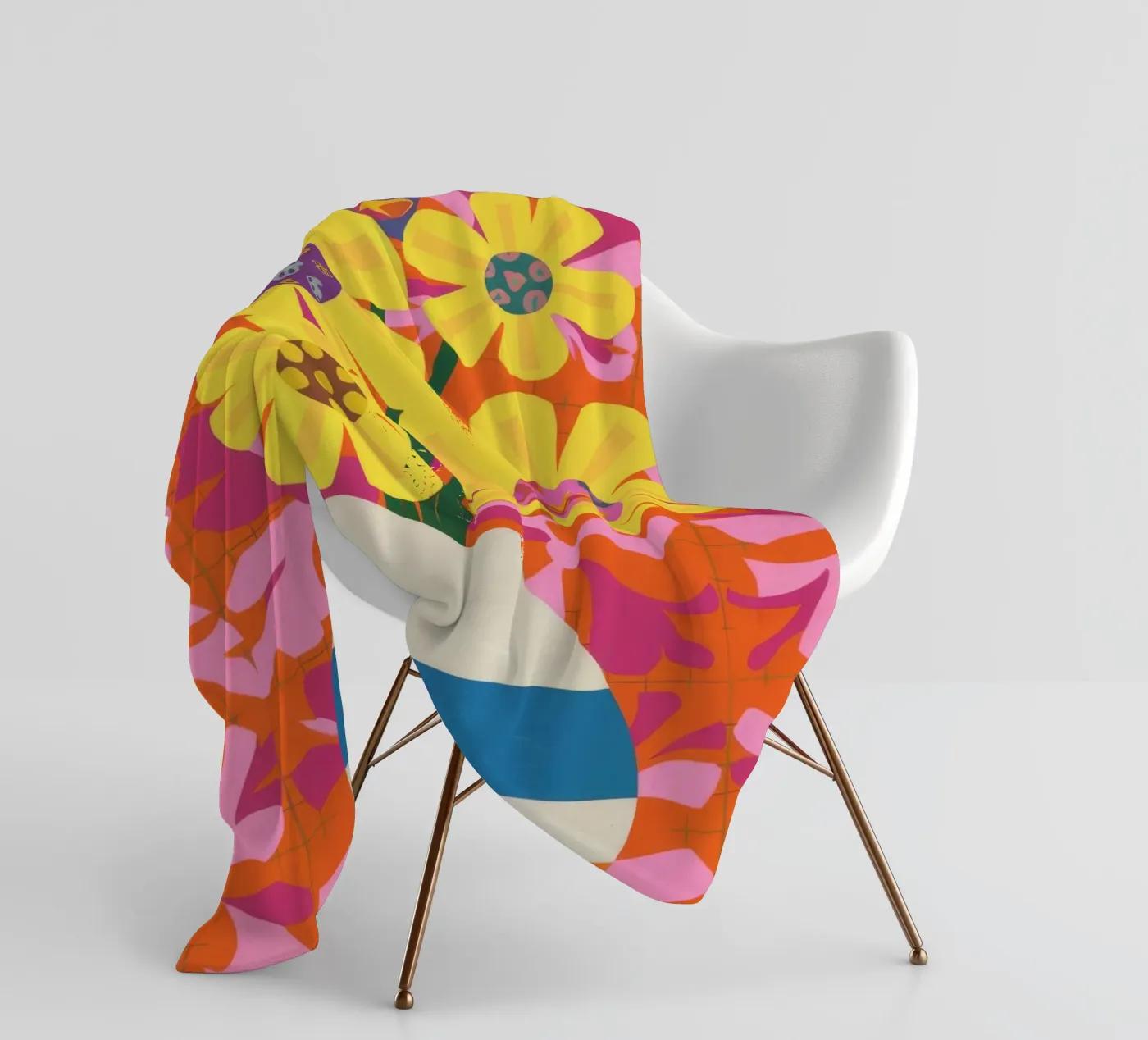 Patchwork floreale cromatico coperta in pile da Terra Tone