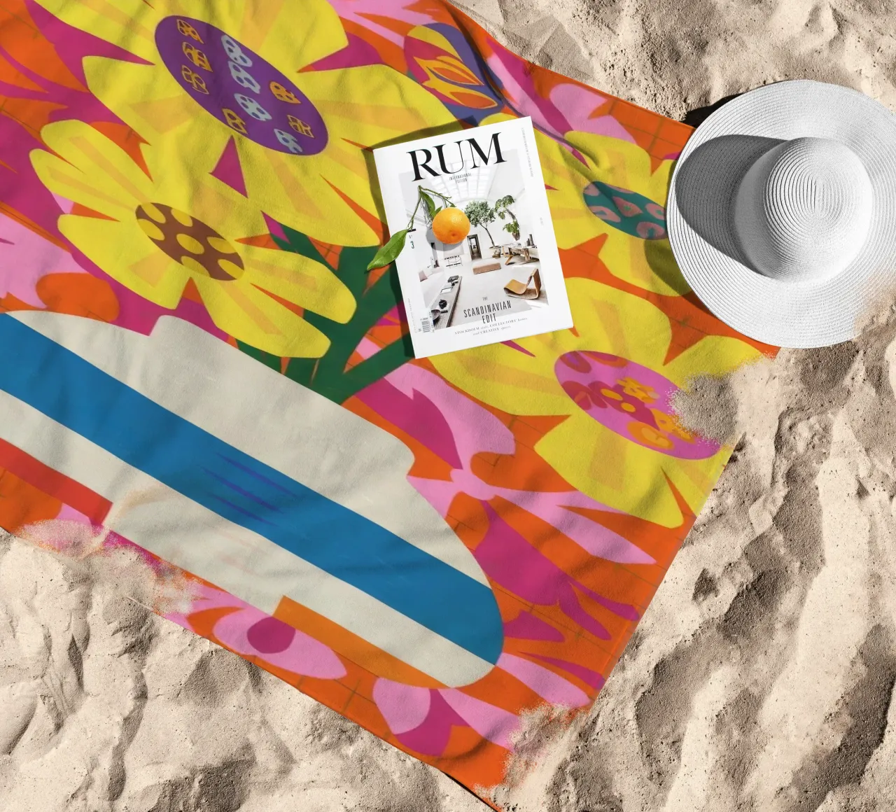 Chromatisches Floral-Patchwork Strandtuch von Terra Tone