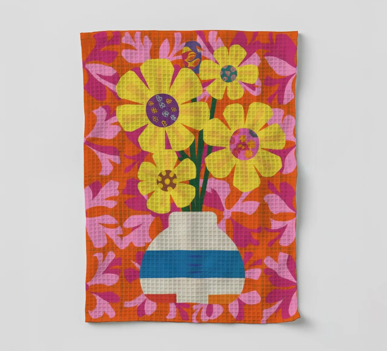 Chromatisches Floral-Patchwork Geschirrtuch von Terra Tone