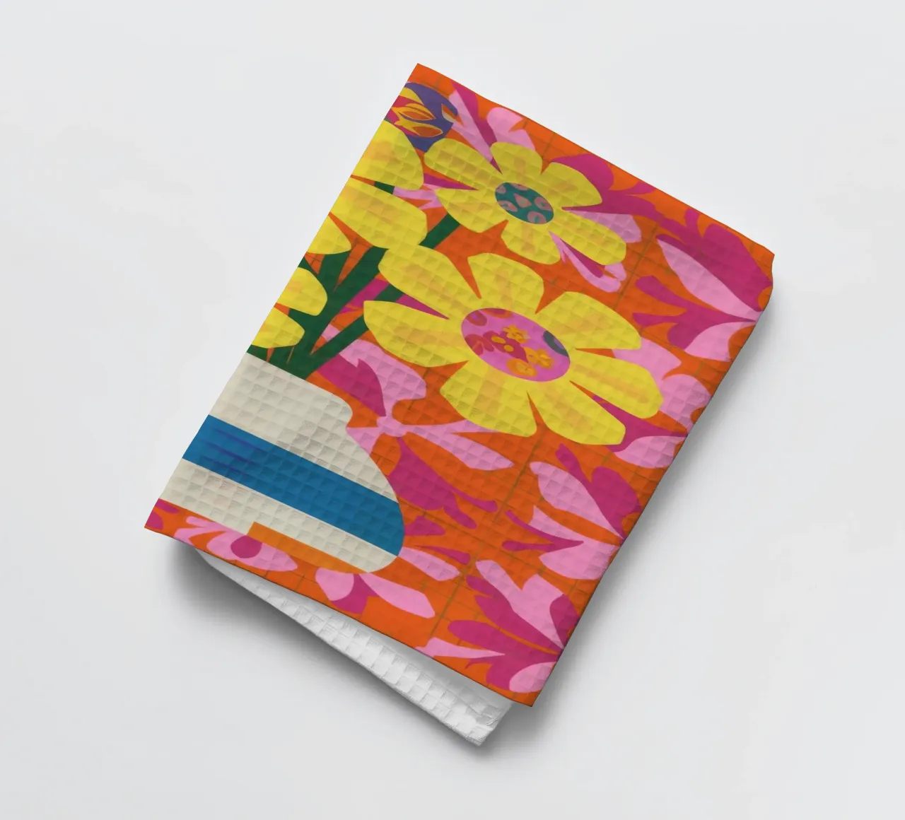Chromatisches Floral-Patchwork Geschirrtuch von Terra Tone