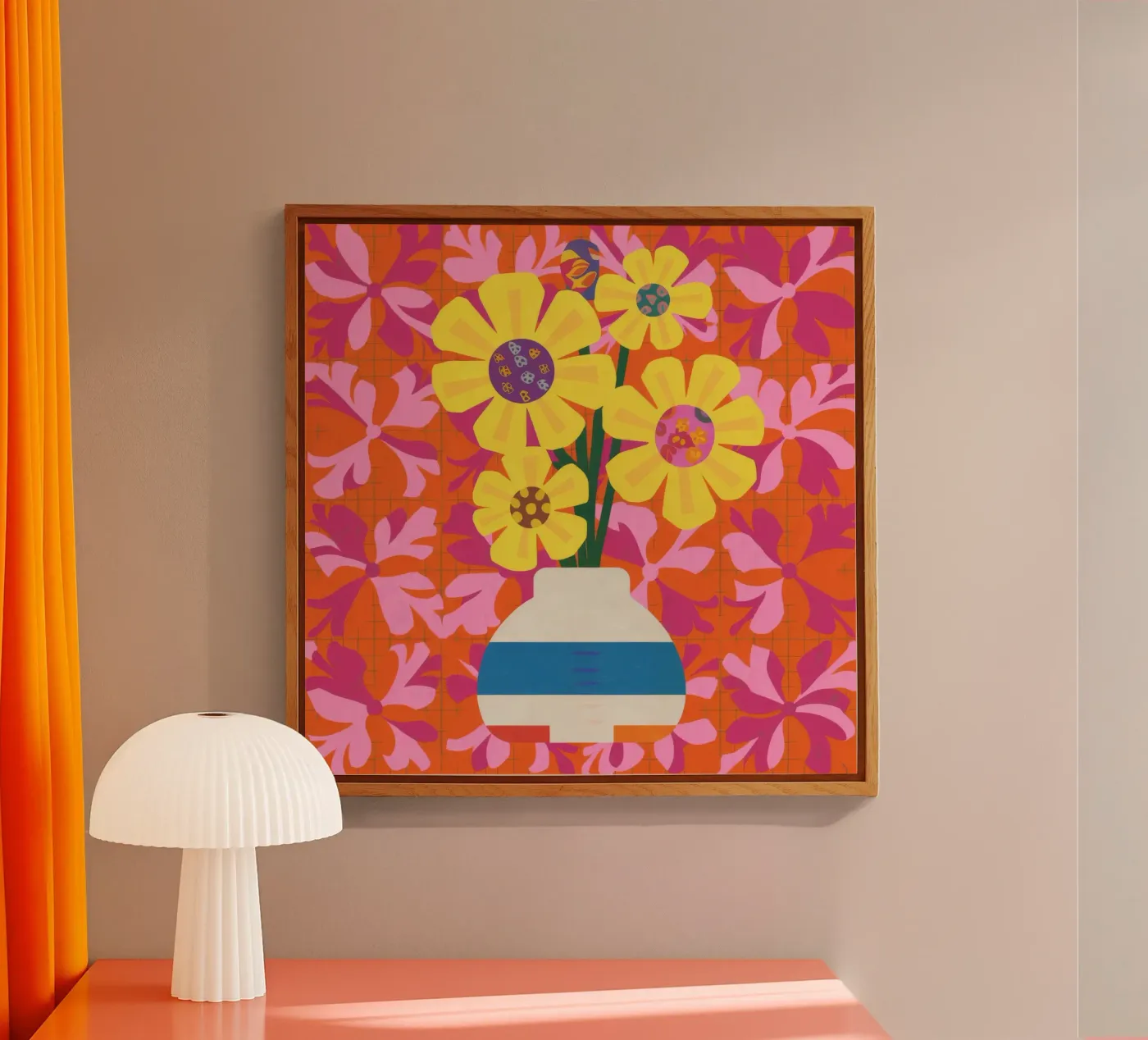 Chromatisch gebloemd patchwork acryl van Terra Tone