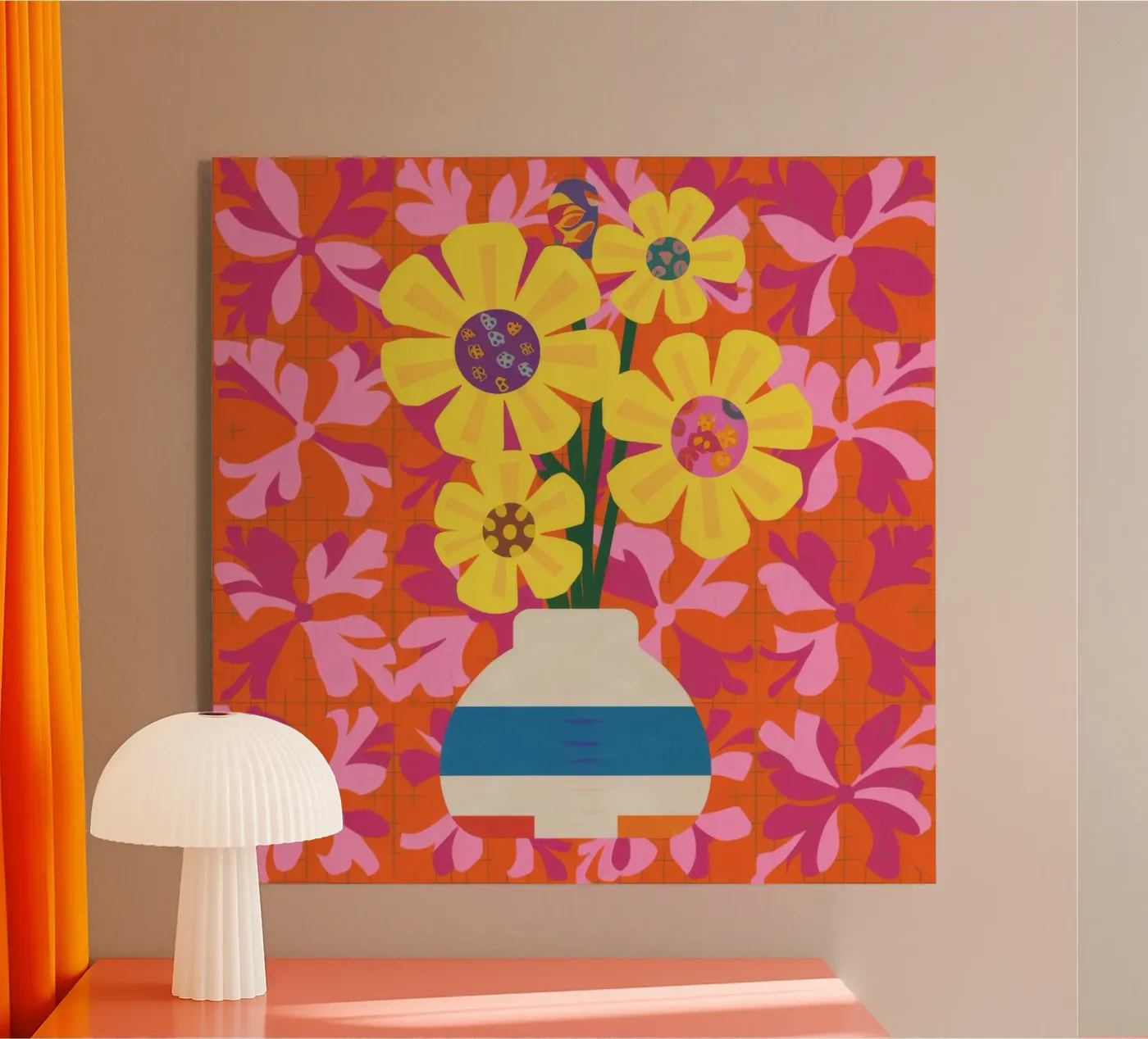 Chromatisch gebloemd patchwork acryl van Terra Tone