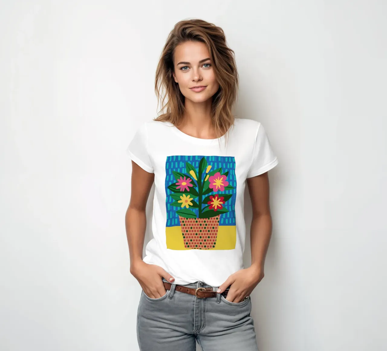 Woven Basket Blooms women's fitted t-shirt by Terra Tone