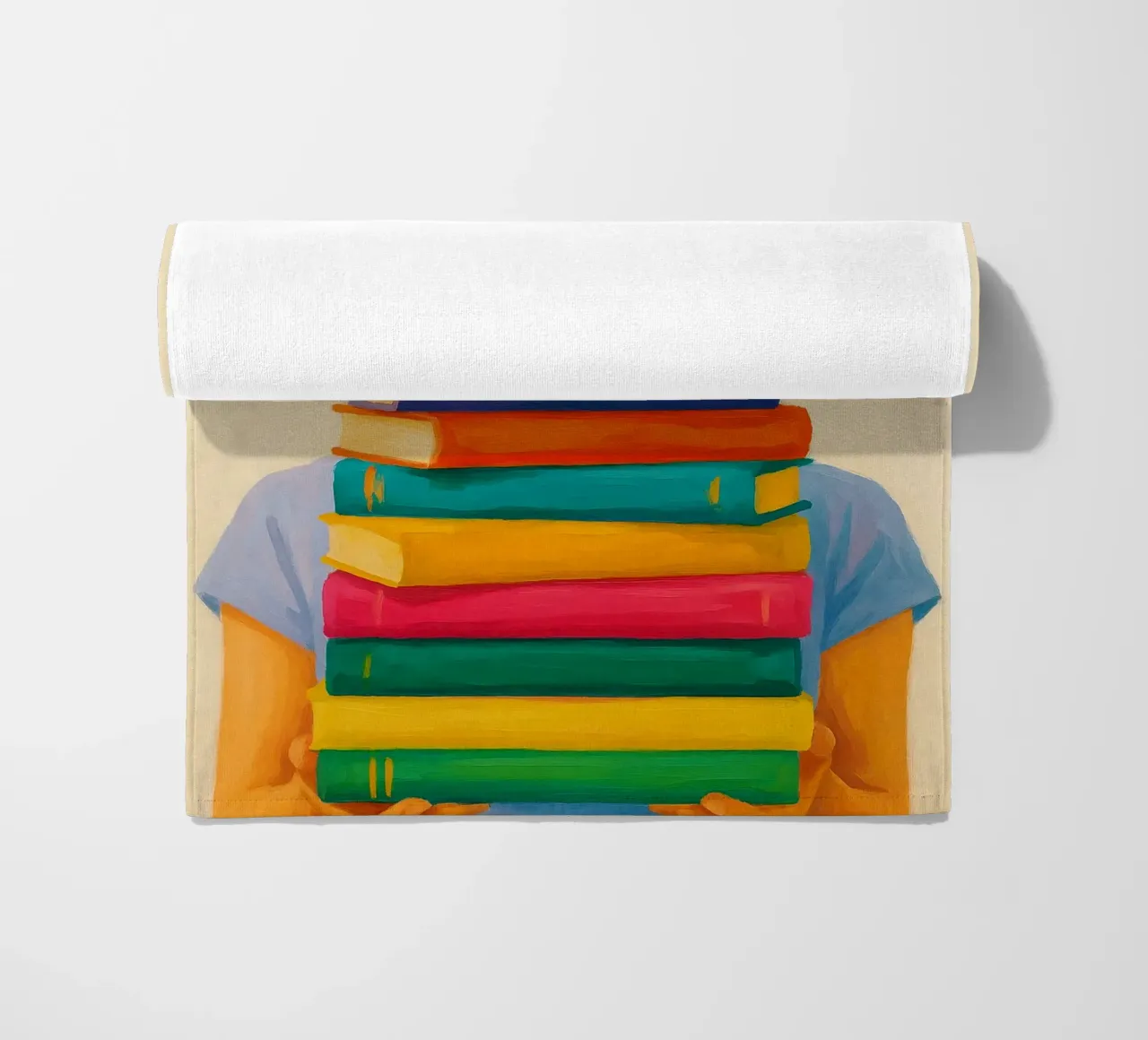 girl and book abstract drawing ilustration beach towel by danine