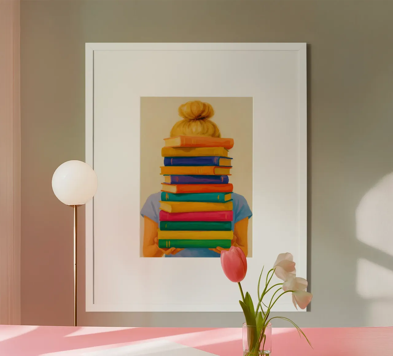 ragazza e libro disegno astratto ilustrazione poster da danine
