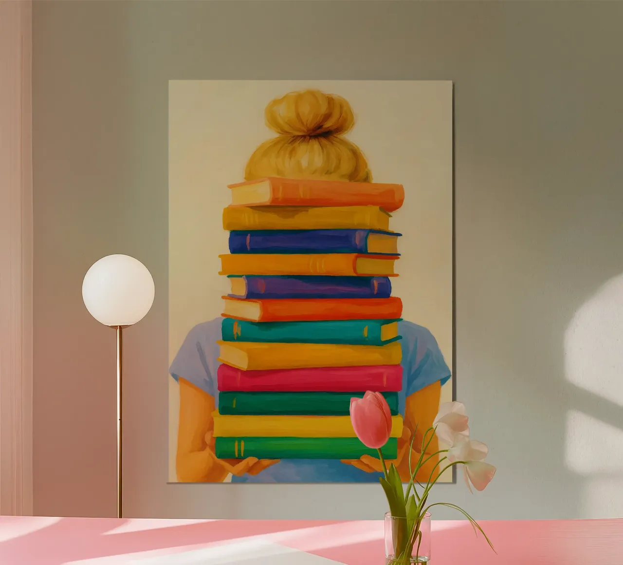 ragazza e libro disegno astratto ilustrazione poster da danine