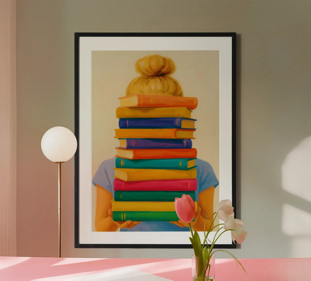 ragazza e libro disegno astratto ilustrazione poster da danine