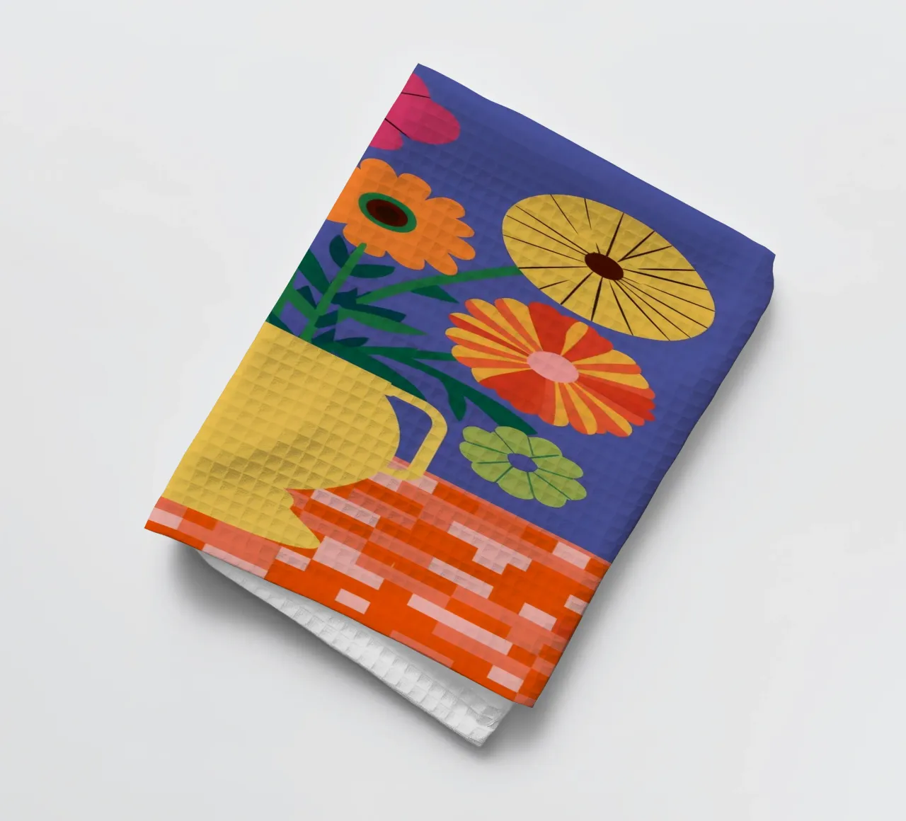 Checkered Table Daisies tea towel by Terra Tone