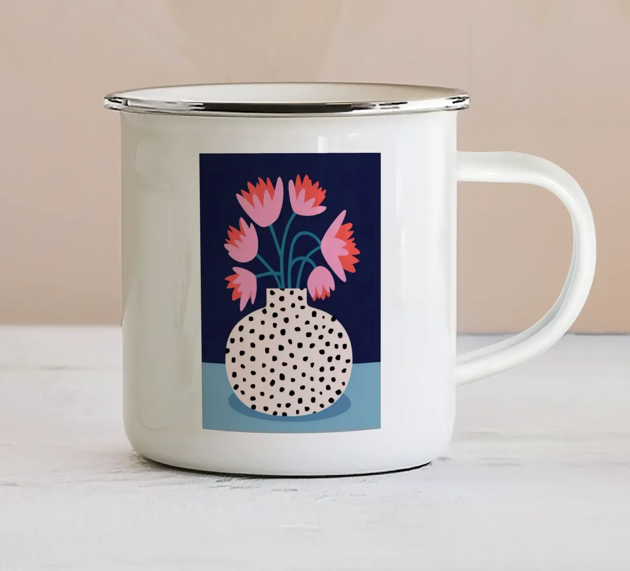Gestippelde tulp Serenity emaille mok van Terra Tone