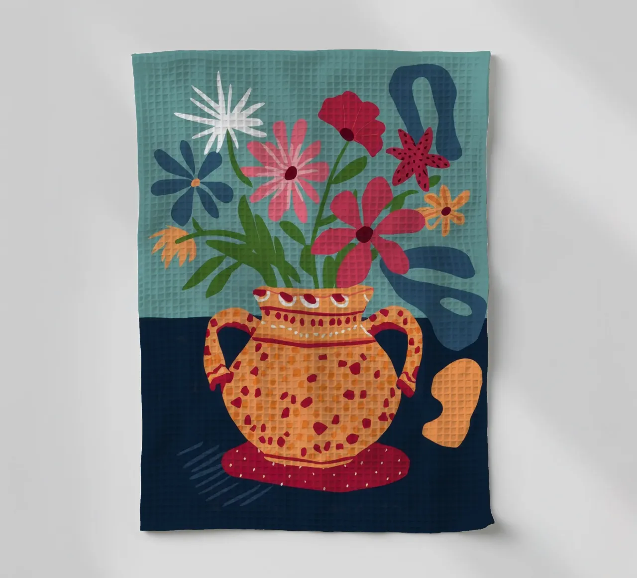 Earthenware Doodle Flowers tea towel by Terra Tone