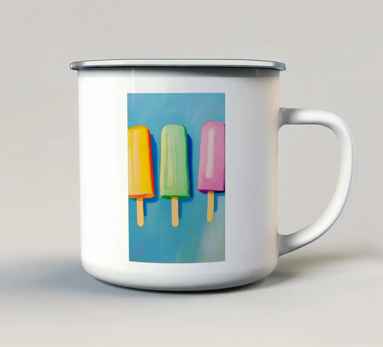 ijs abstracte tekening ilustratie emaille mok van danine
