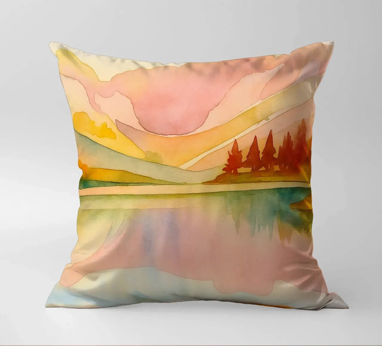 lake abstract drawing ilustration decorative cushion by danine