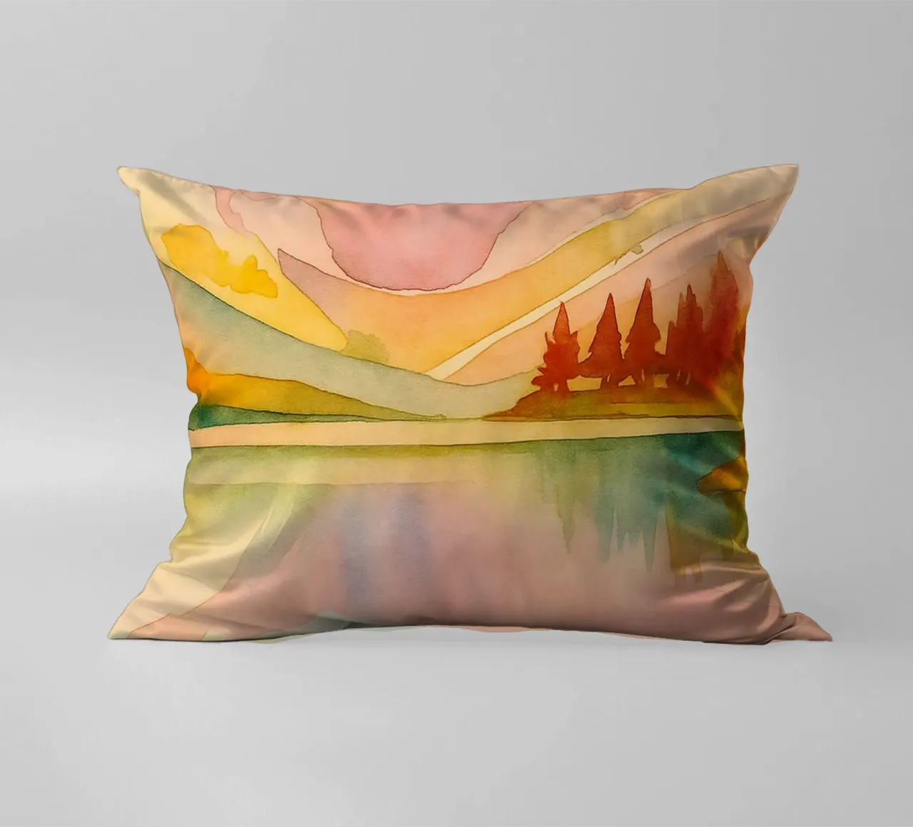 lake abstract drawing ilustration decorative cushion by danine