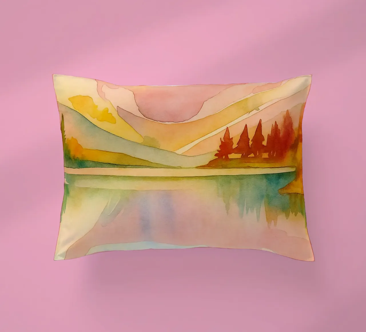 lake abstract drawing ilustration decorative cushion by danine