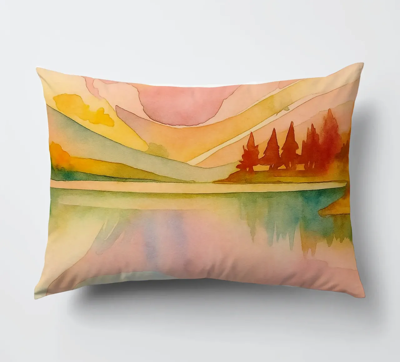 lake abstract drawing ilustration decorative cushion by danine