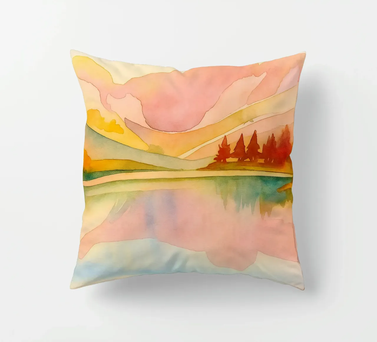 lake abstract drawing ilustration decorative cushion by danine