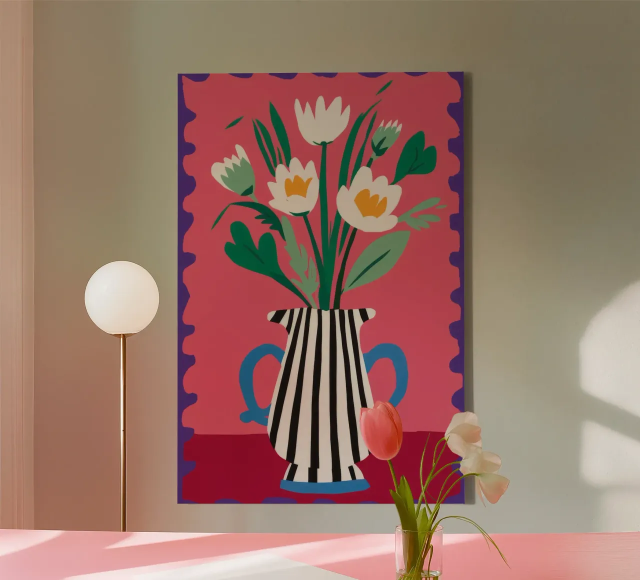 Gestreepte tulp elegantie canvas van Terra Tone