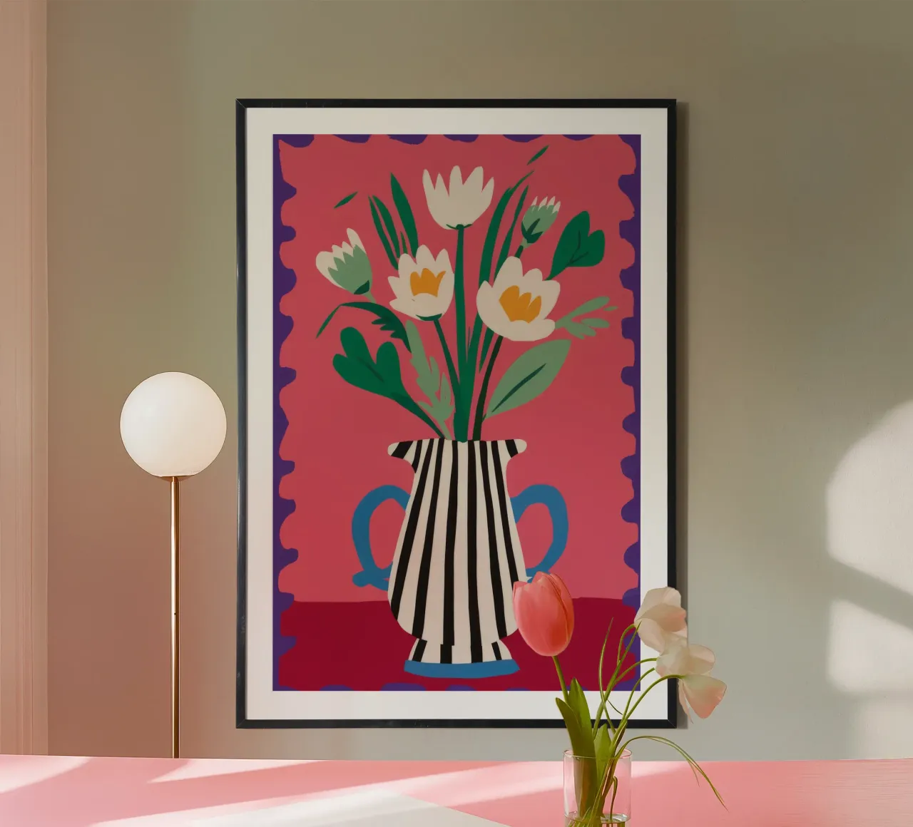 Gestreepte tulp elegantie poster van Terra Tone