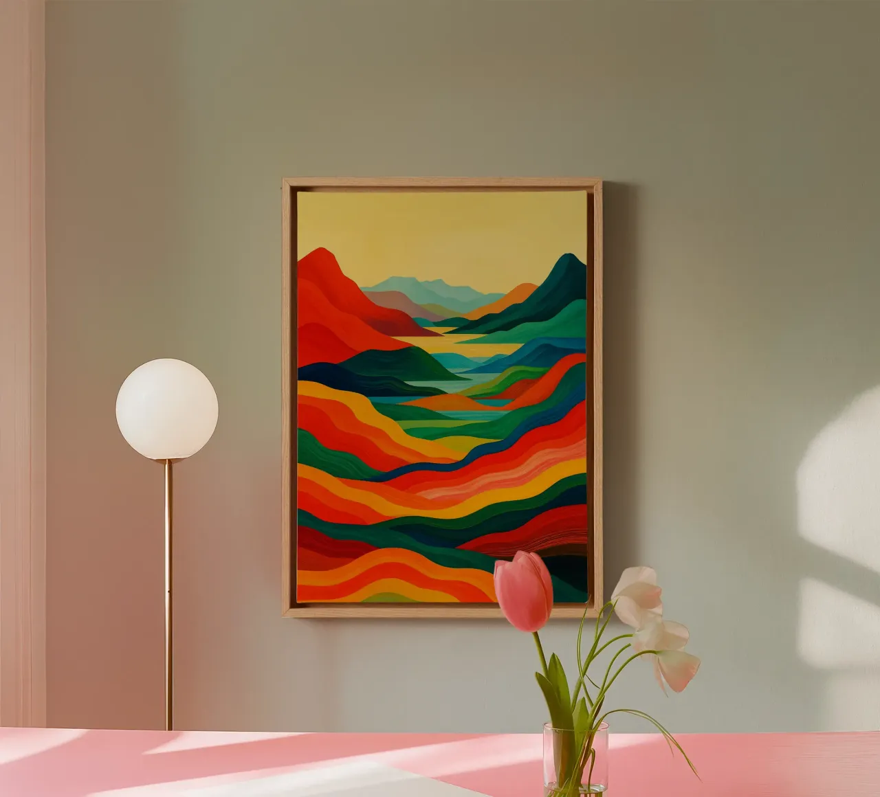 berg abstracte tekening ilustratie canvas met Baklijst van danine