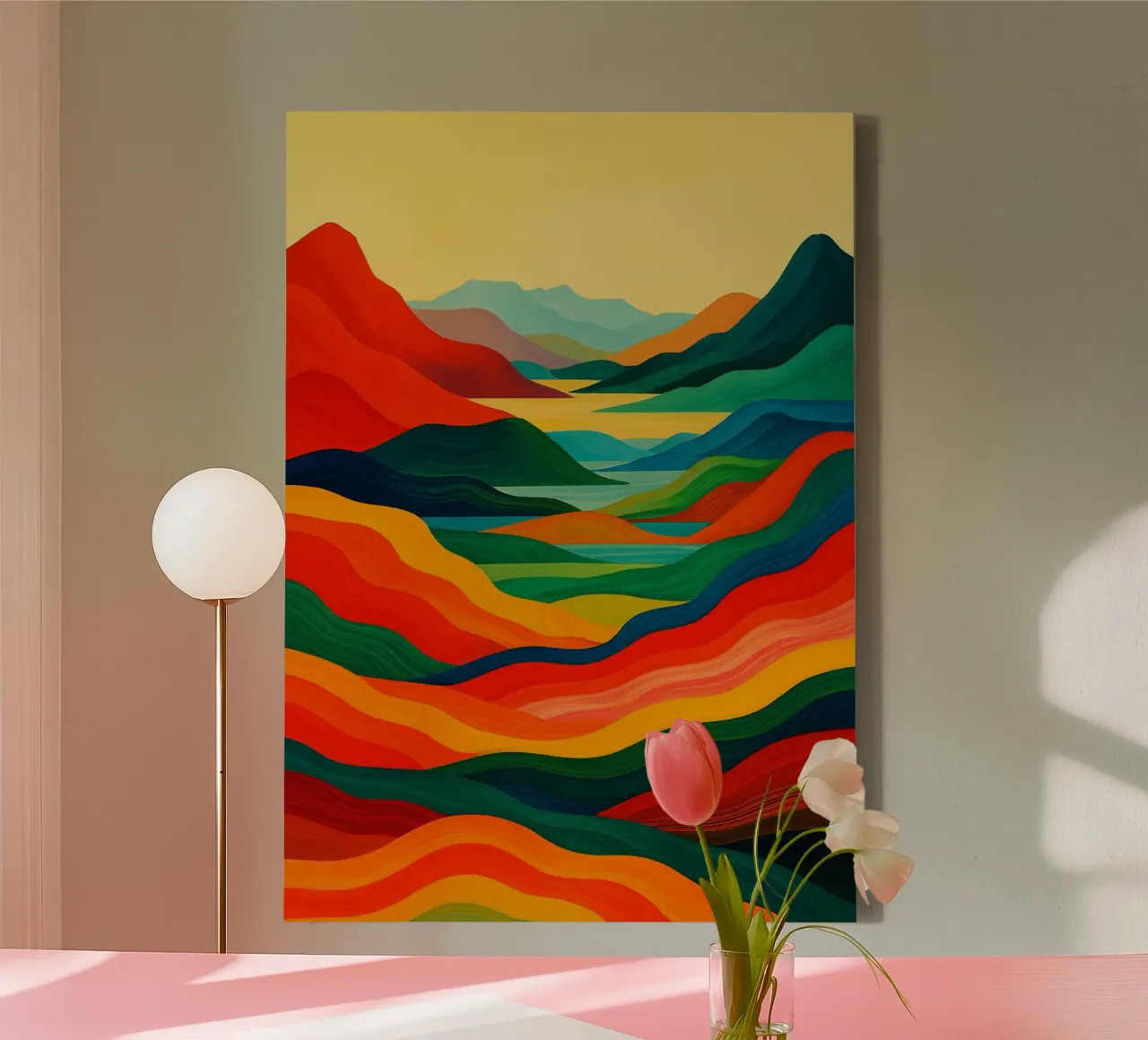berg abstracte tekening ilustratie canvas met Baklijst van danine