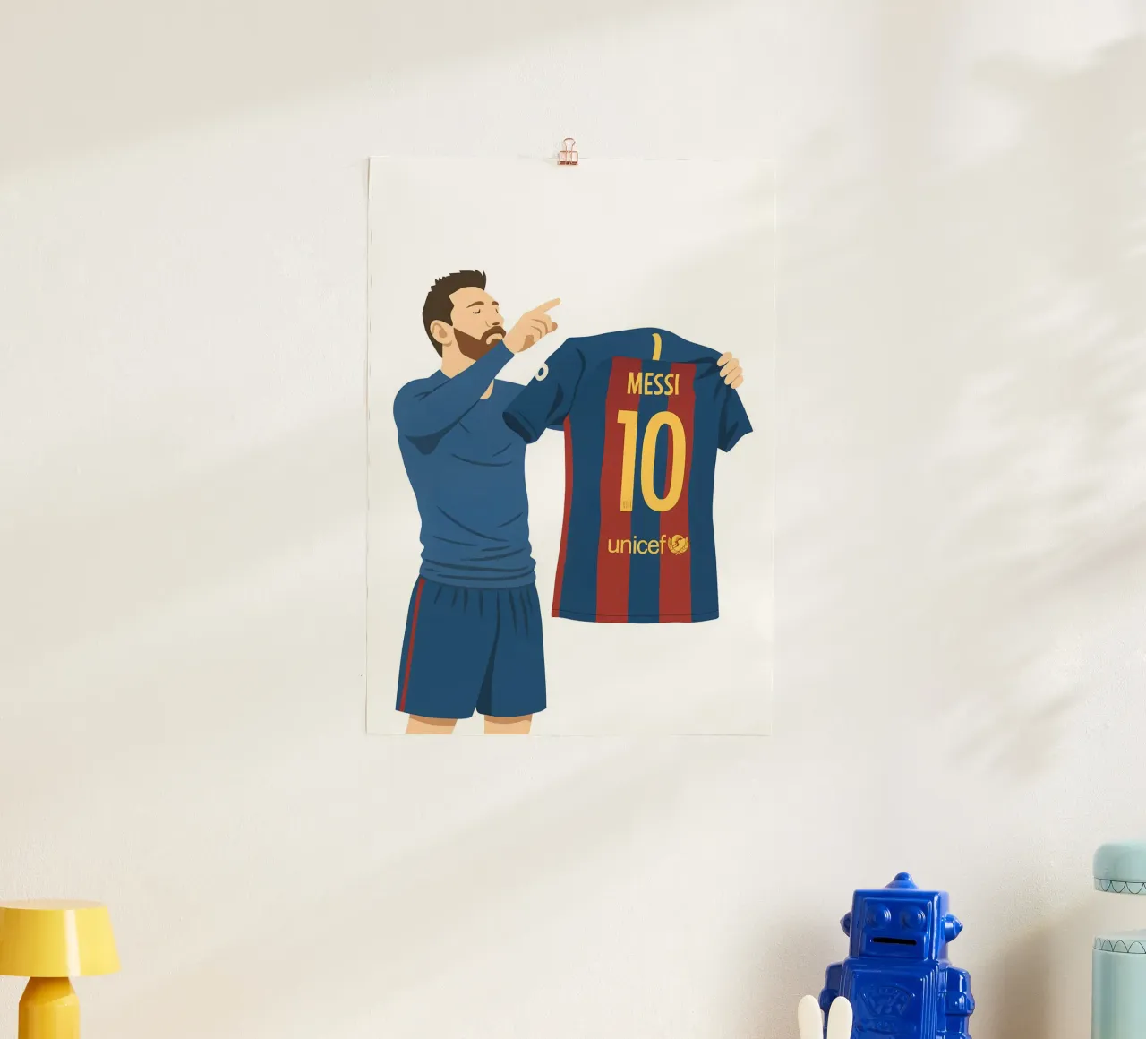 Lionel Messi Minimalist poster con telaio in legno da MoviesArt