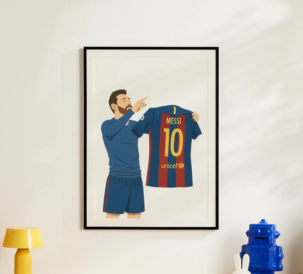 Lionel Messi Minimalist poster con telaio in legno da MoviesArt