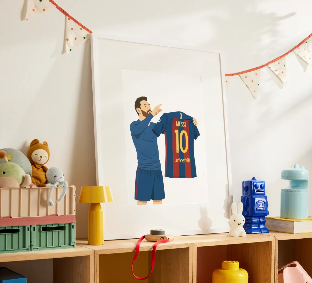 Lionel Messi Minimalist poster con telaio in legno da MoviesArt