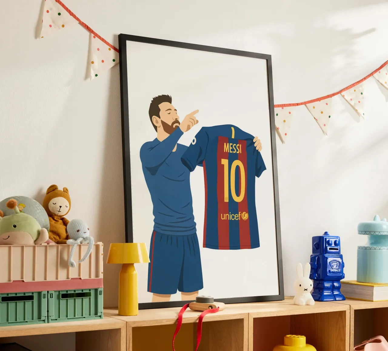 Lionel Messi Minimalist poster con telaio in legno da MoviesArt