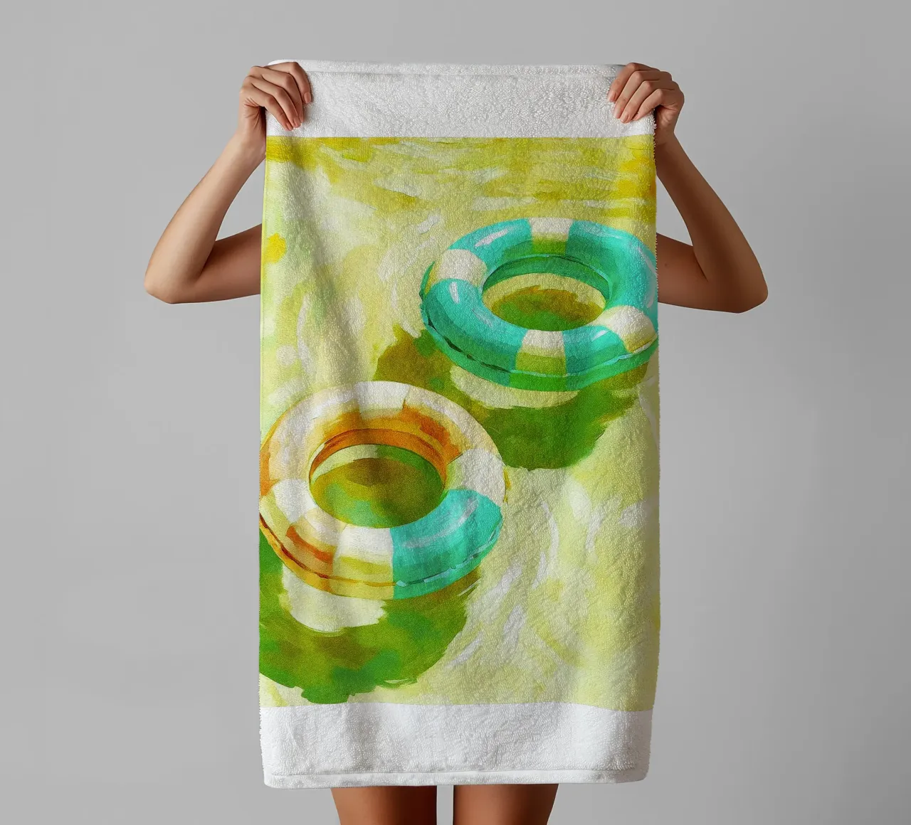 pool floating abstract drawing ilustration towel by danine
