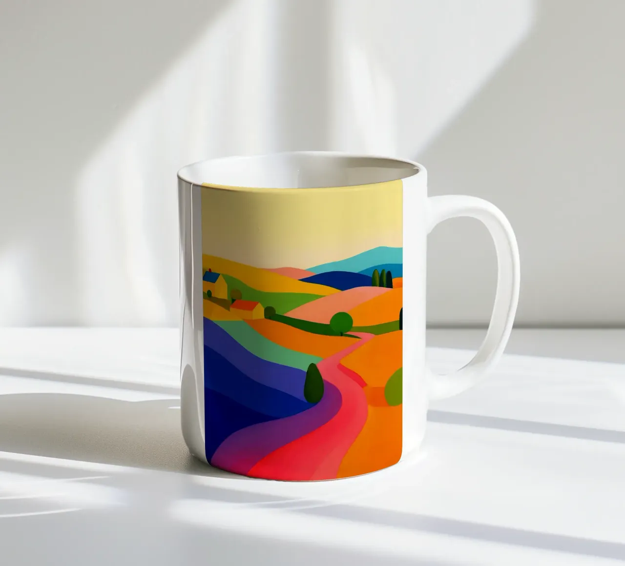 rustic abstract drawing ilustration ceramic mug by danine
