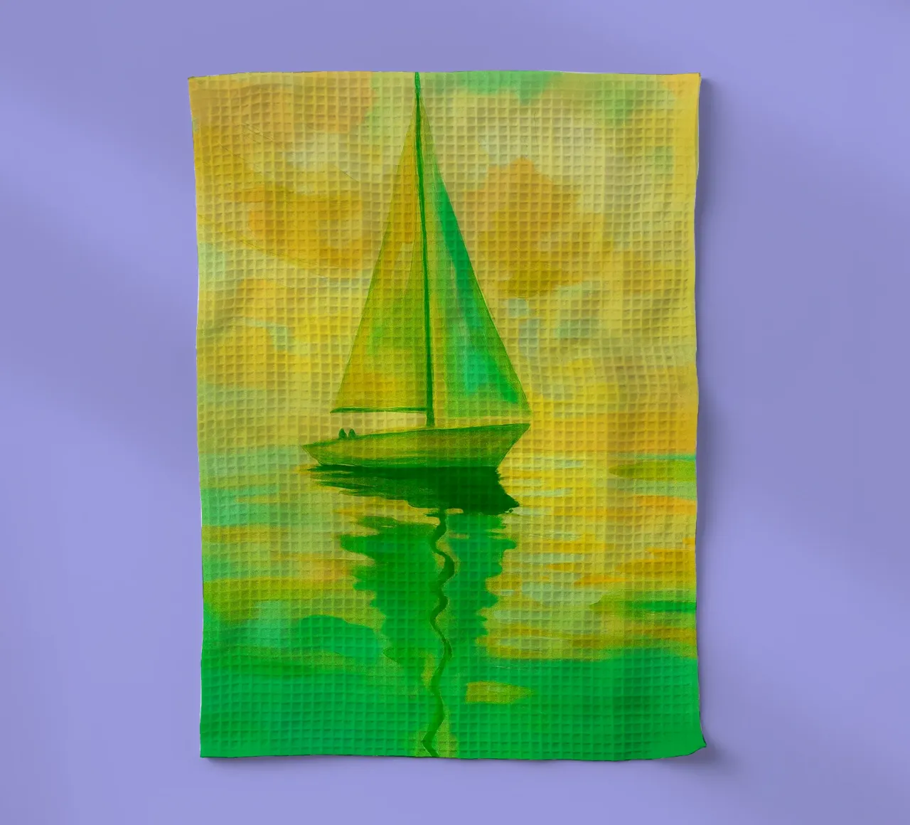 sailboat abstract drawing ilustration tea towel by danine