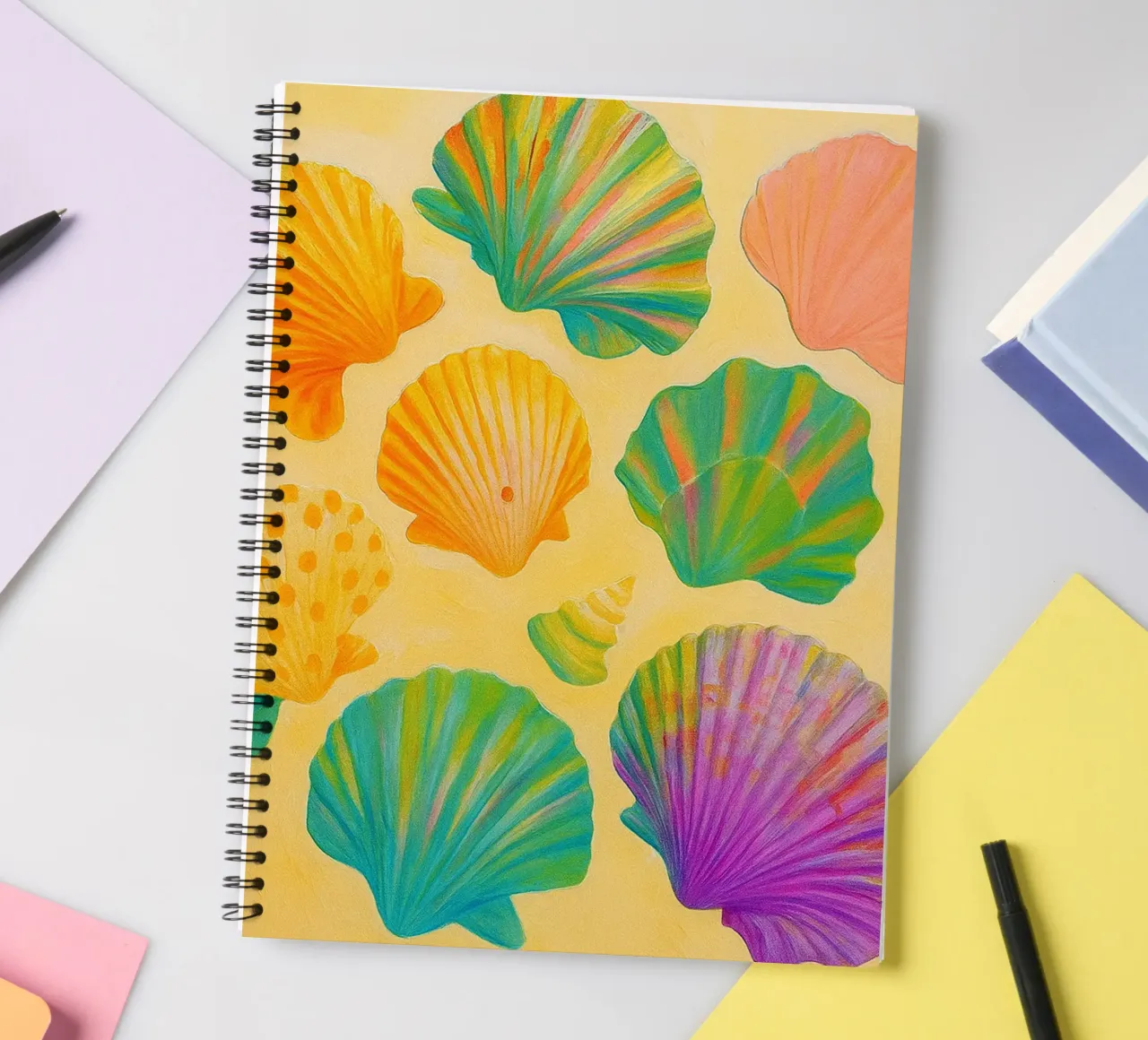 seashell abstract drawing ilustration spiral notebook by danine