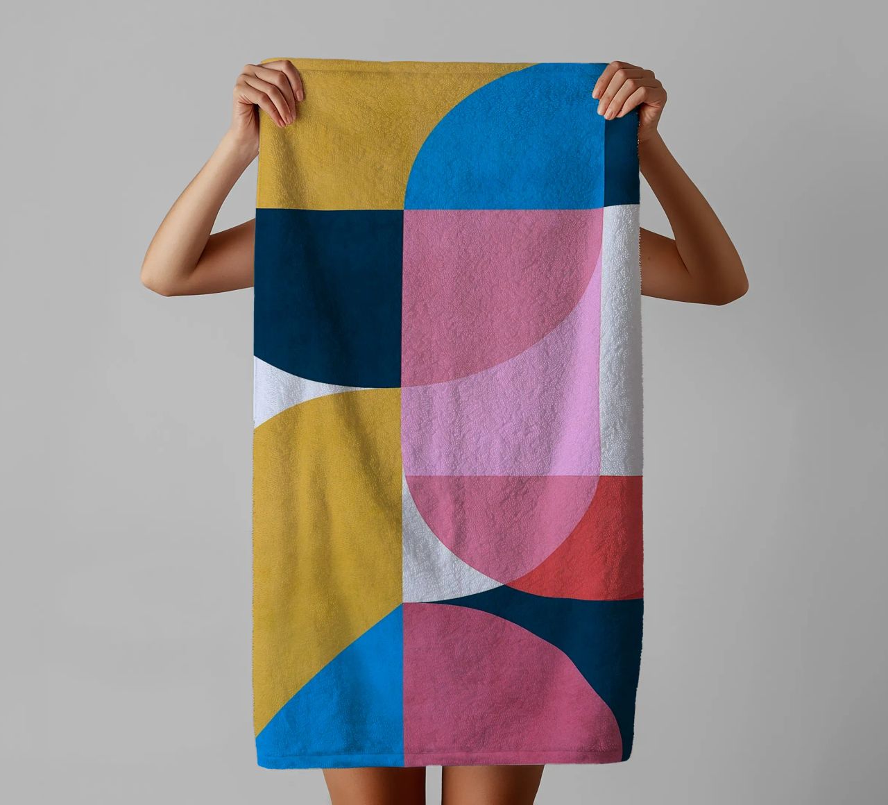 square and circle abstract drawing ilustration towel by danine