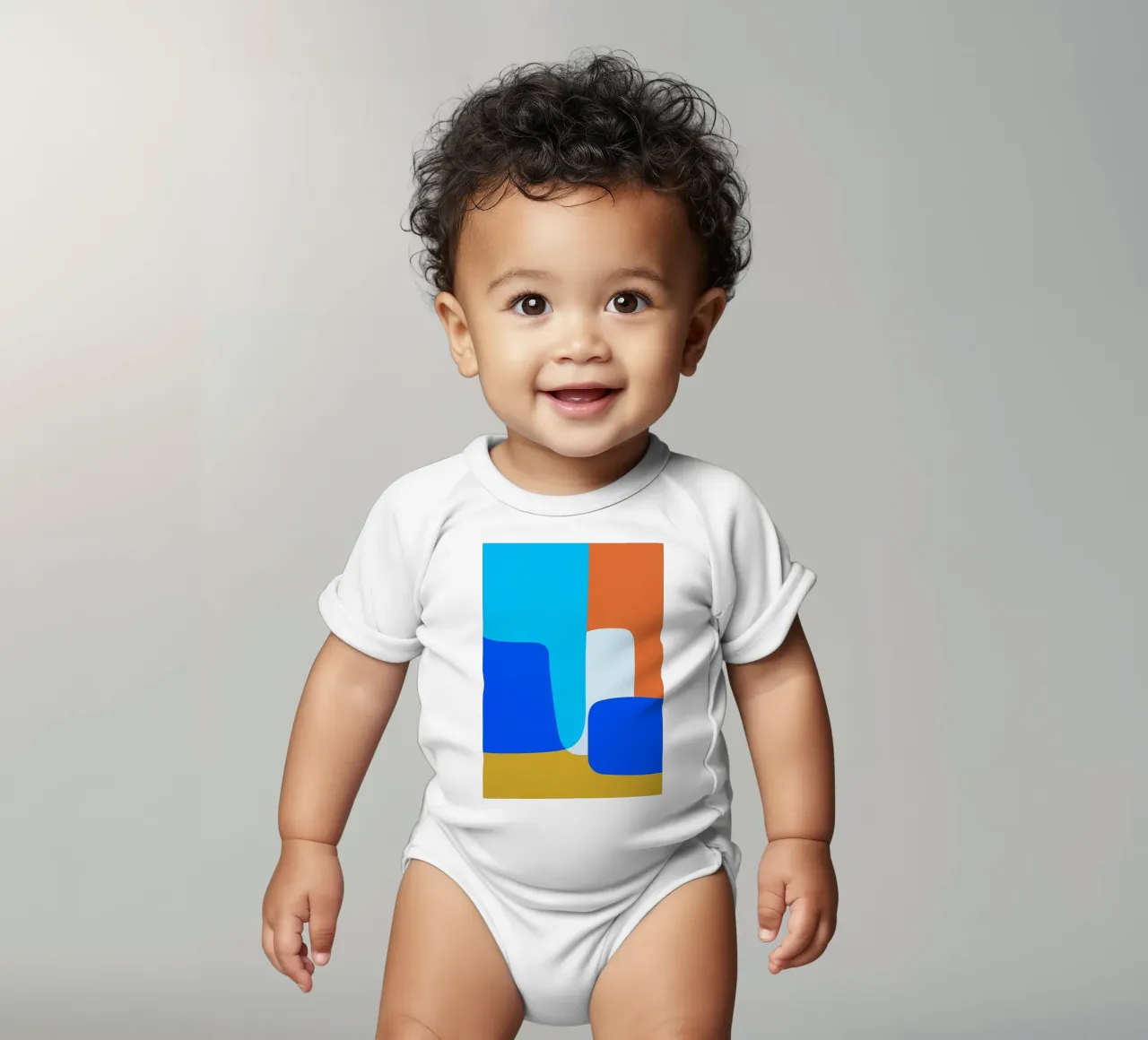 square block abstract drawing ilustration short-sleeve baby romper by danine