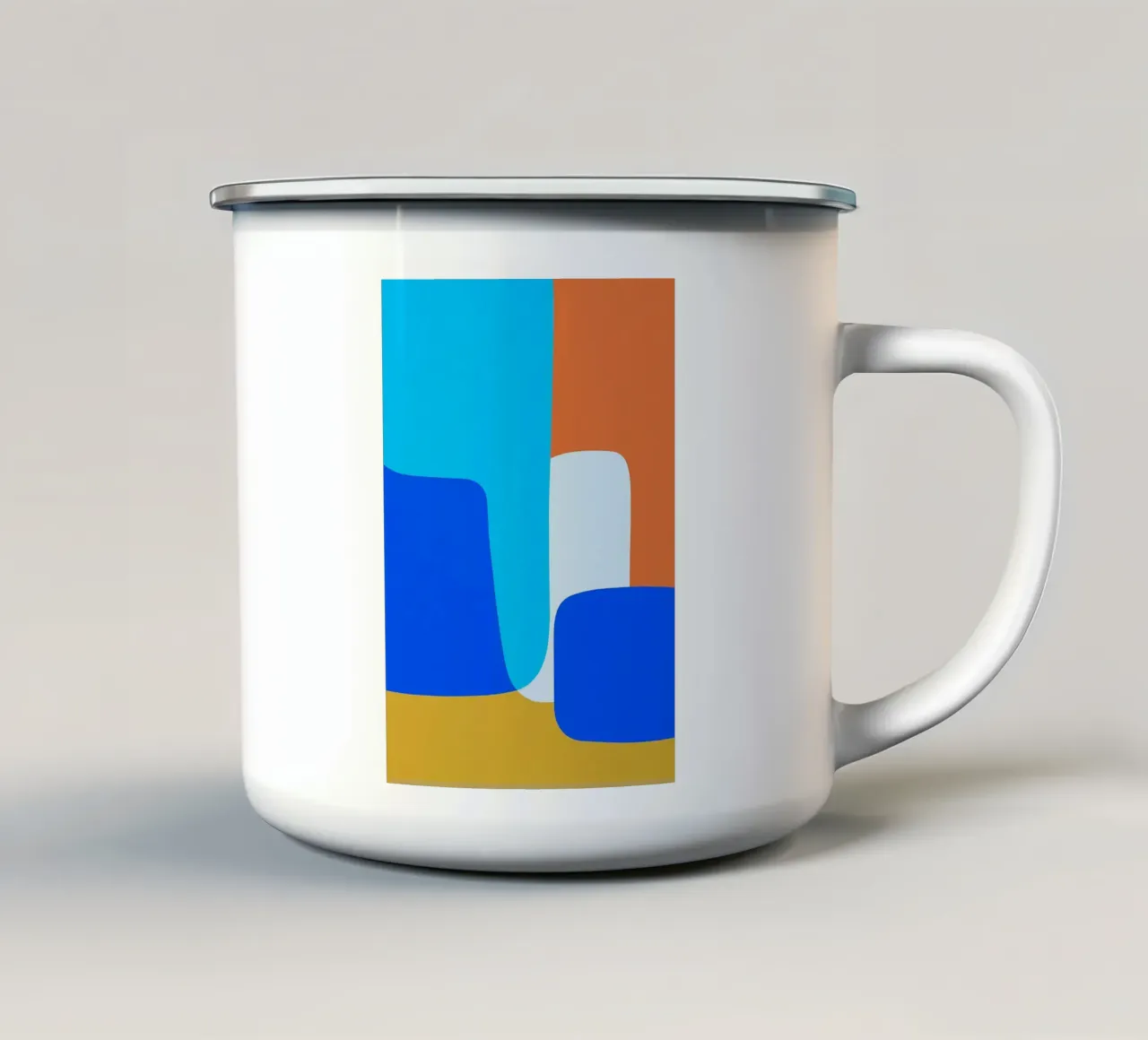 square block abstract drawing ilustration enamel mug by danine