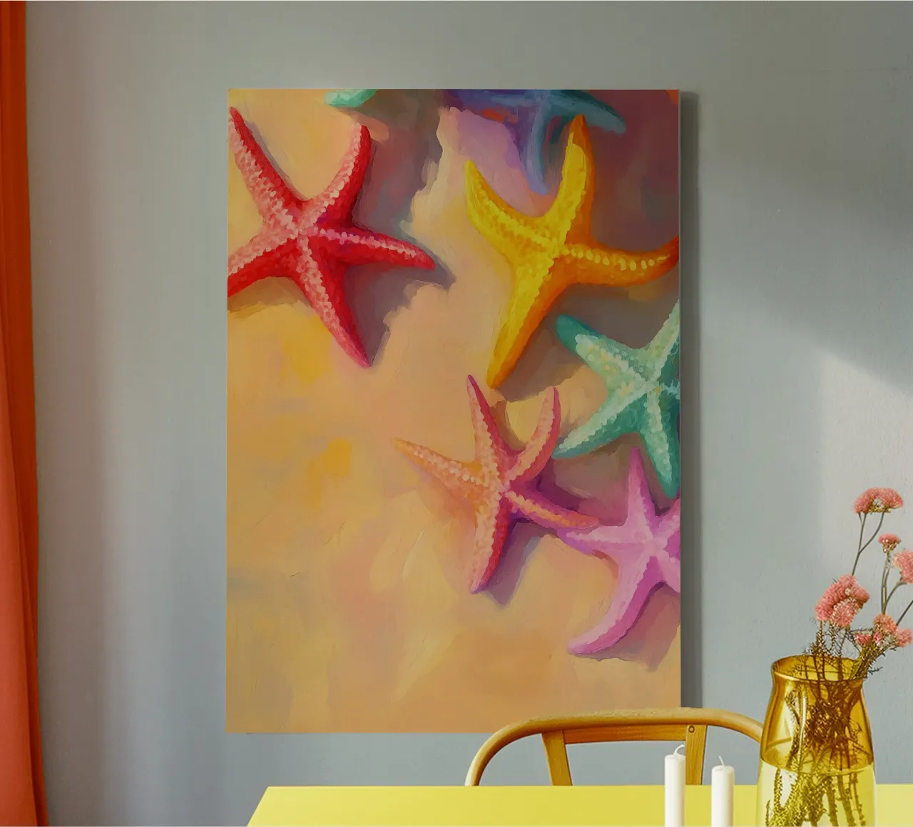 zeester abstracte tekening ilustratie canvas met Baklijst van danine