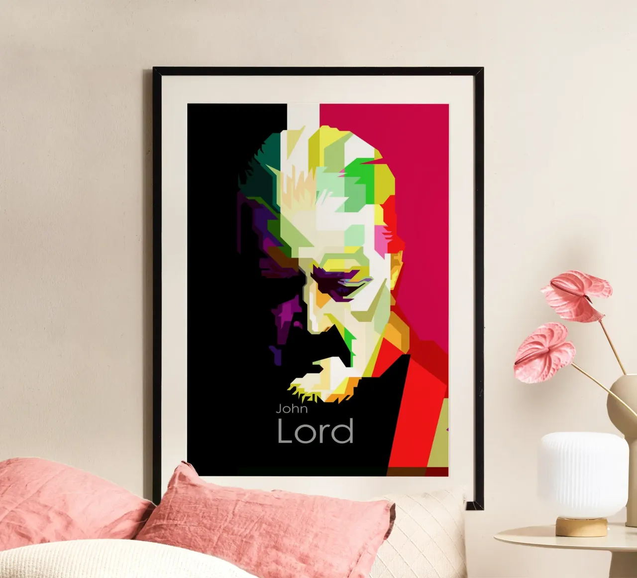 John Lord musicista rock classico WPAP Trending Now poster con telaio in plastica da Artkreator