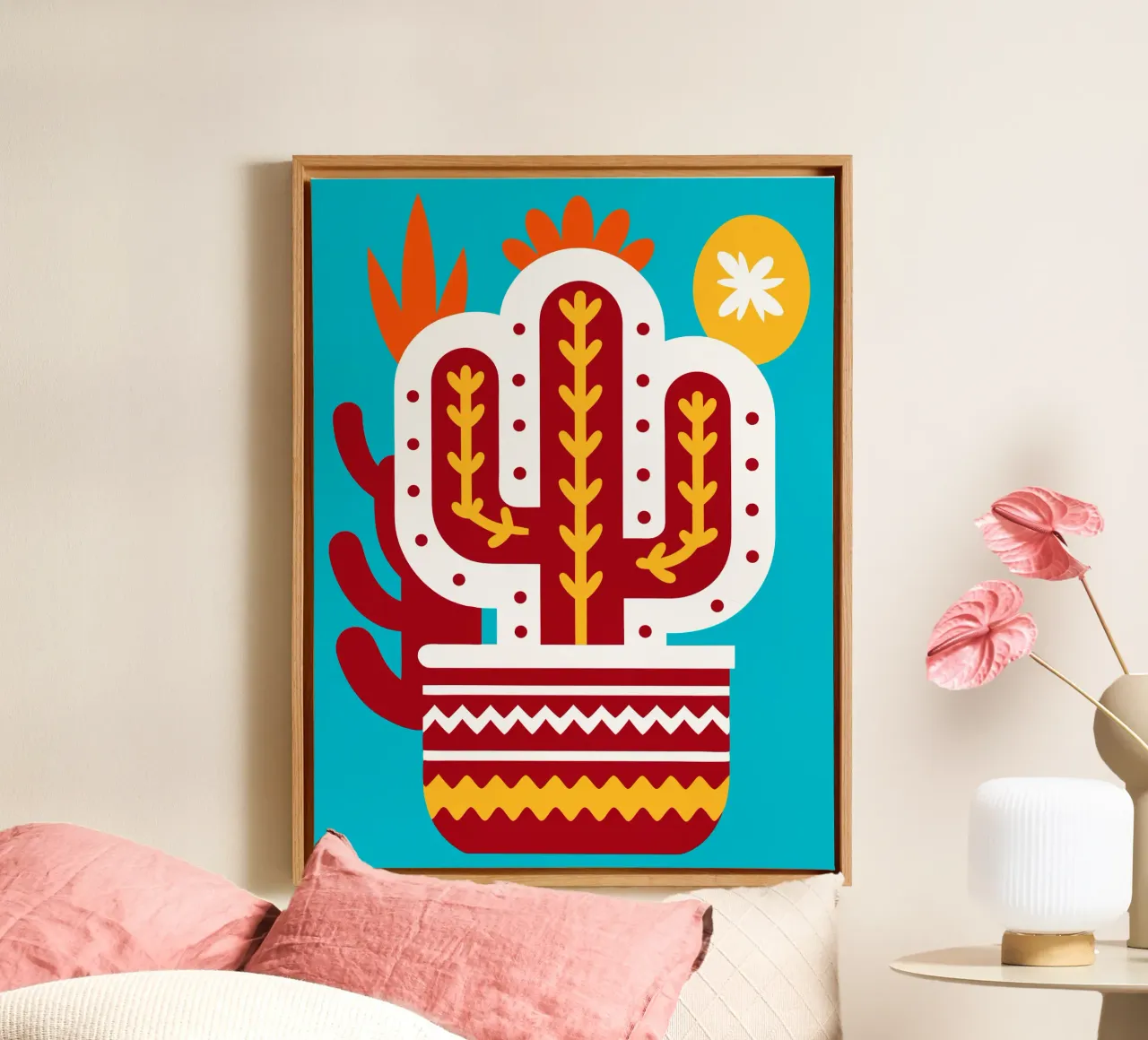 Piante di cactus tela con Cornice a cassetta da FLOWER PLACE SHOP