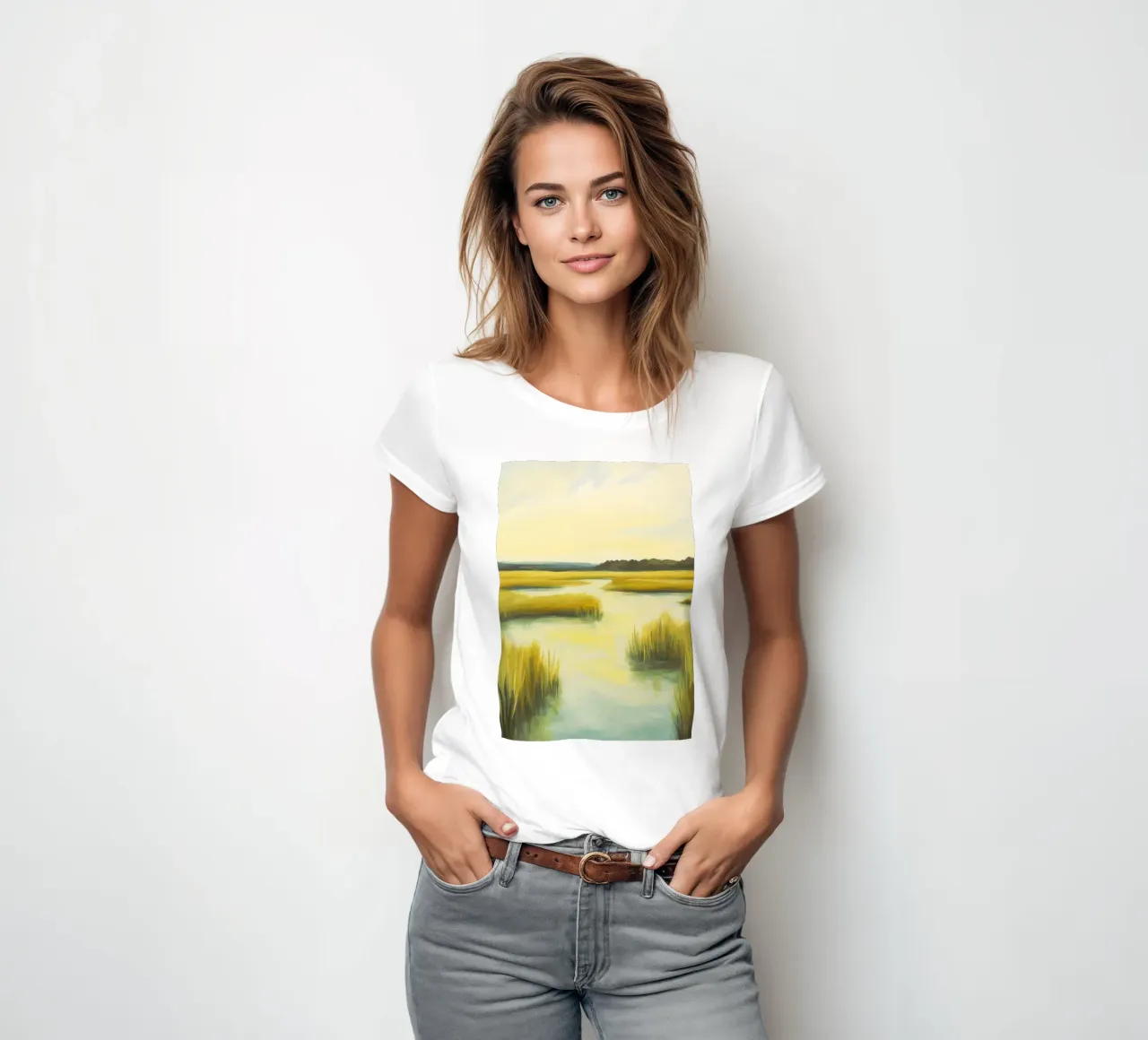 swamp abstract drawing ilustration women's fitted t-shirt by danine