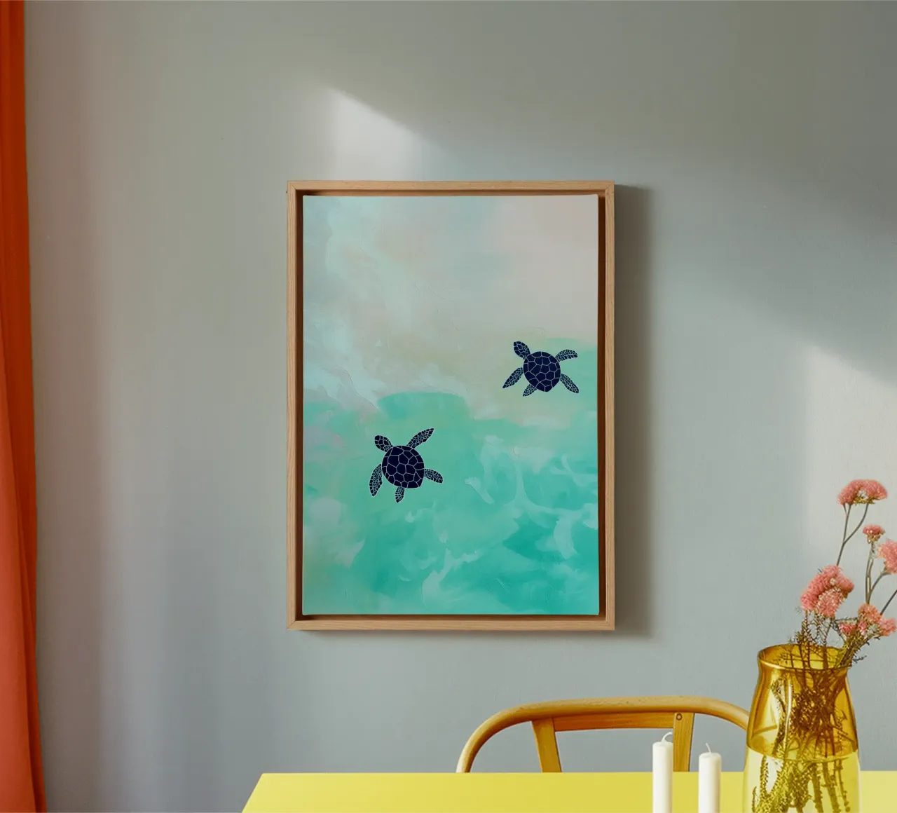 turtle abstract drawing ilustration canvas with Floater frame by danine
