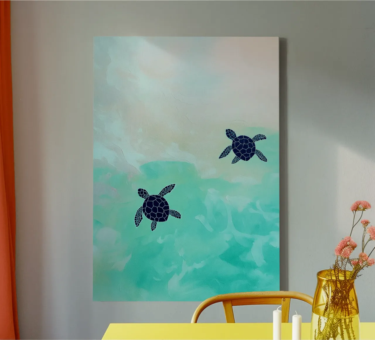 turtle abstract drawing ilustration canvas with Floater frame by danine