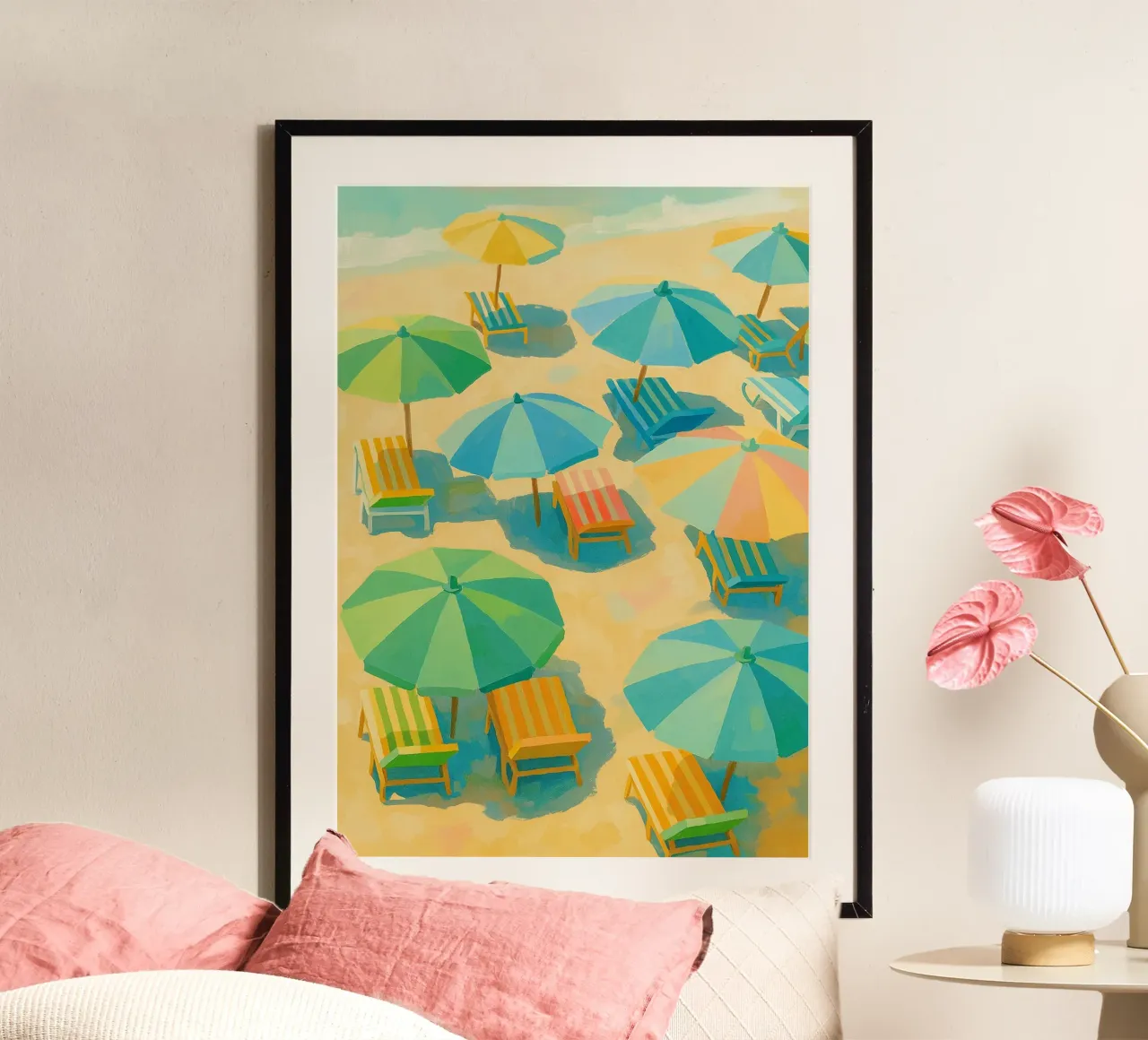 paraplu strand abstracte tekening ilustratie hahnemühle van danine