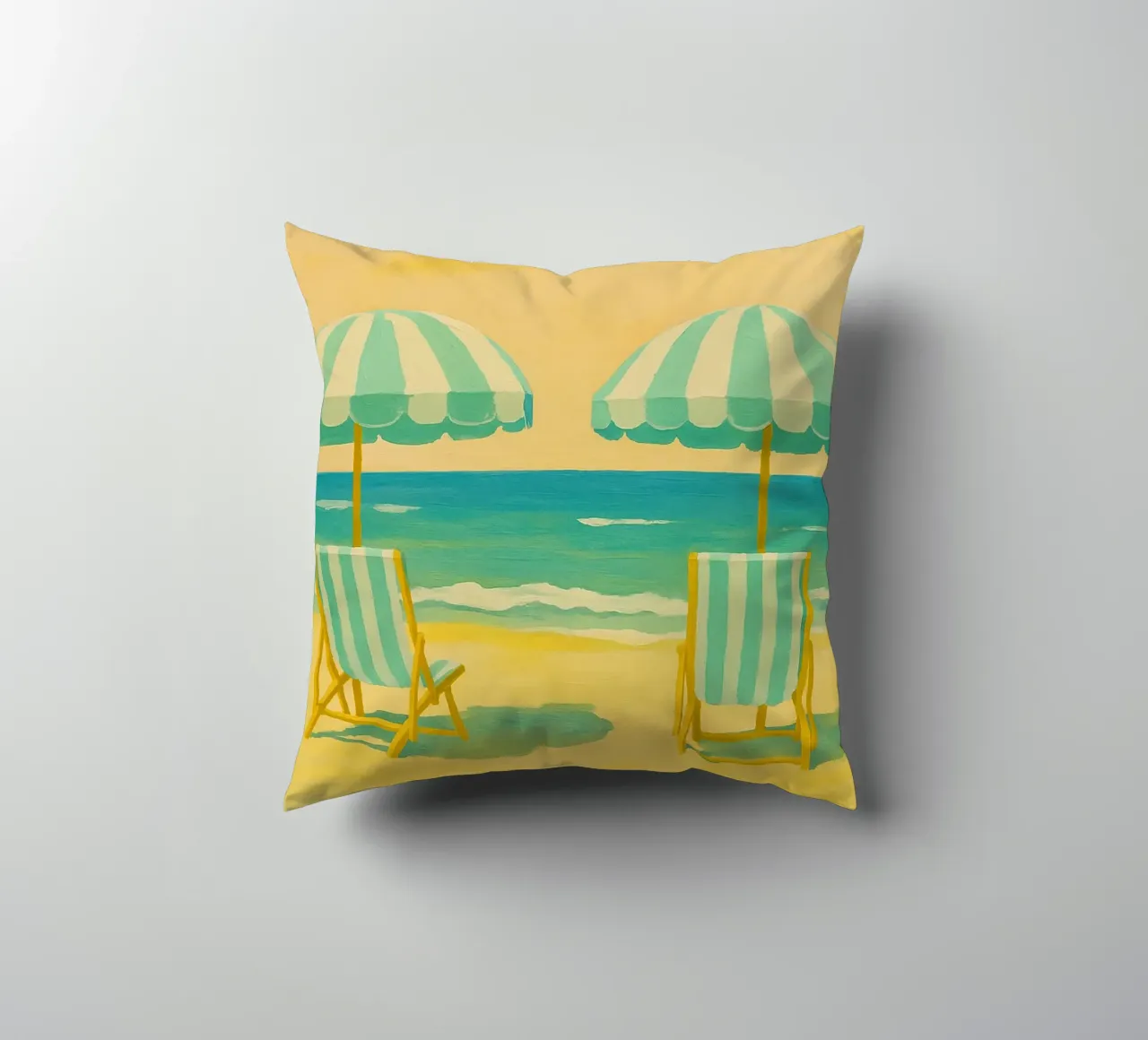 regenschirm strand zeichnung ilustration Kissen von danine