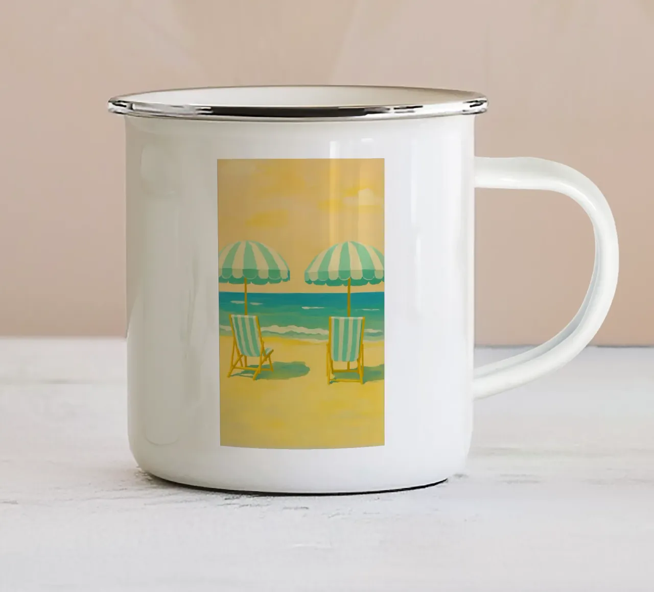 ombrellone spiaggia disegno ilustrazione tazza in smalto da danine