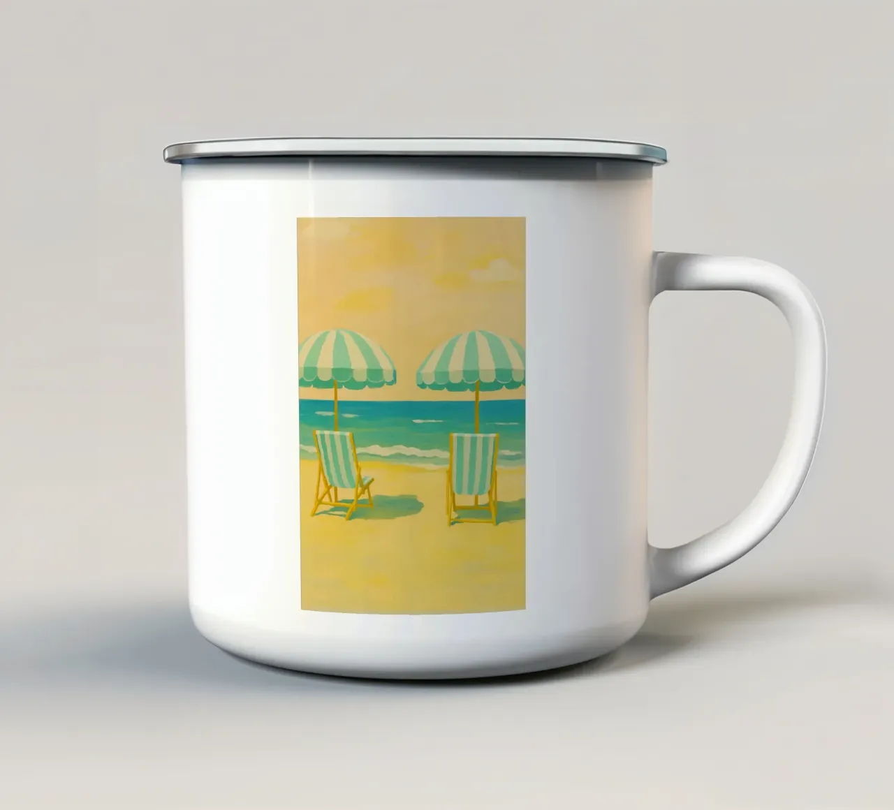 ombrellone spiaggia disegno ilustrazione tazza in smalto da danine