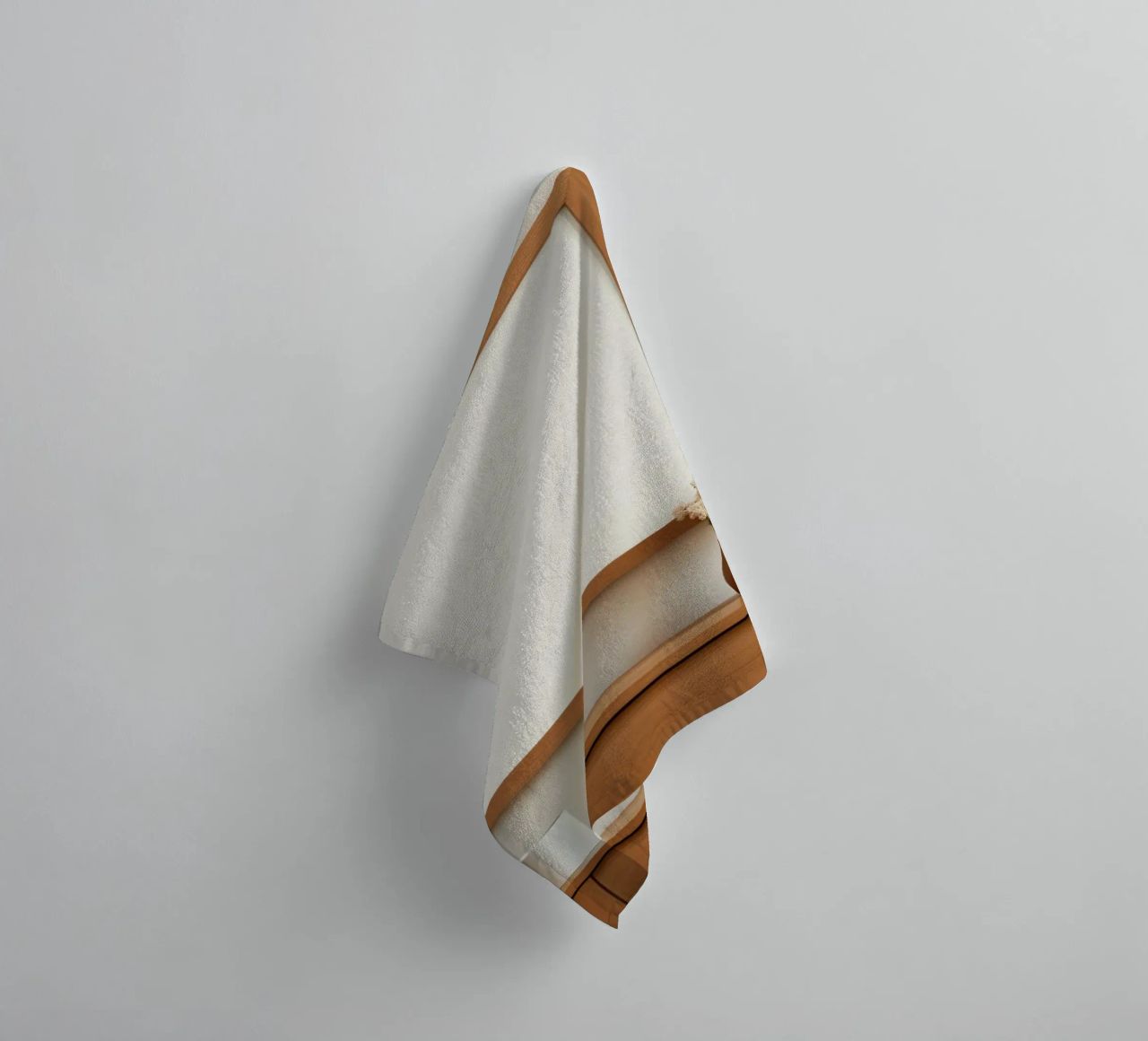 Modern interior featuring a blank frame and minimal decor towel by DesignDoodle