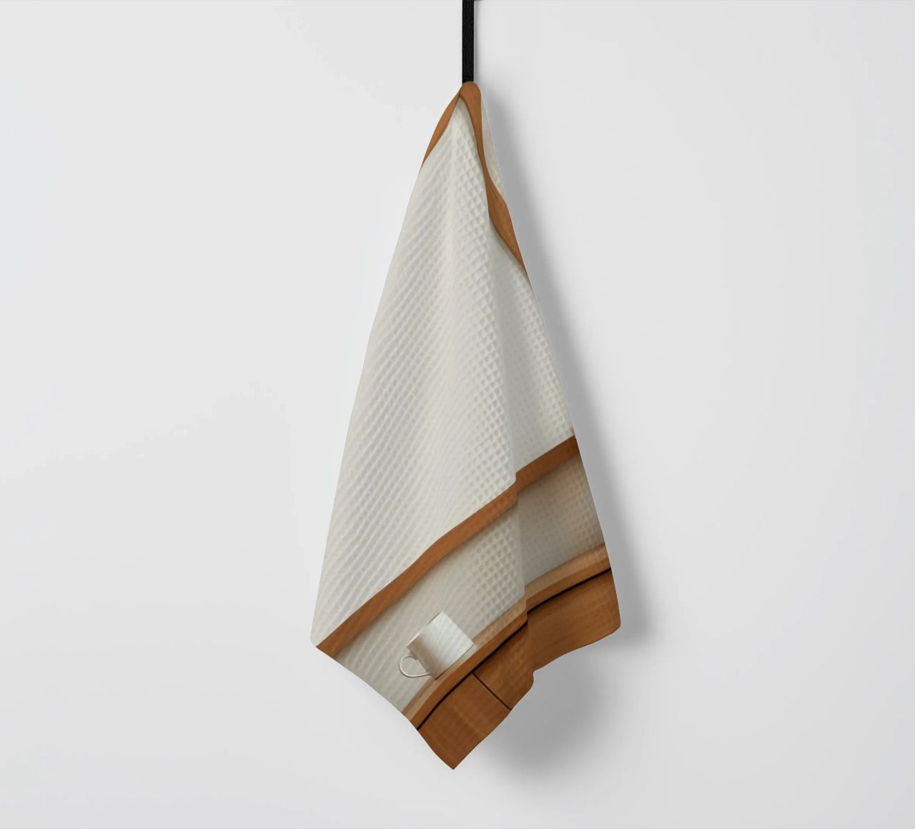 Modern interior featuring a blank frame and minimal decor tea towel by DesignDoodle